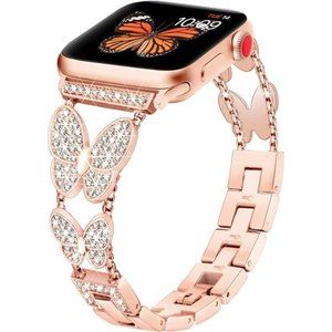 NEW Rose Gold Rhinestone Butterfly Apple Watch Band